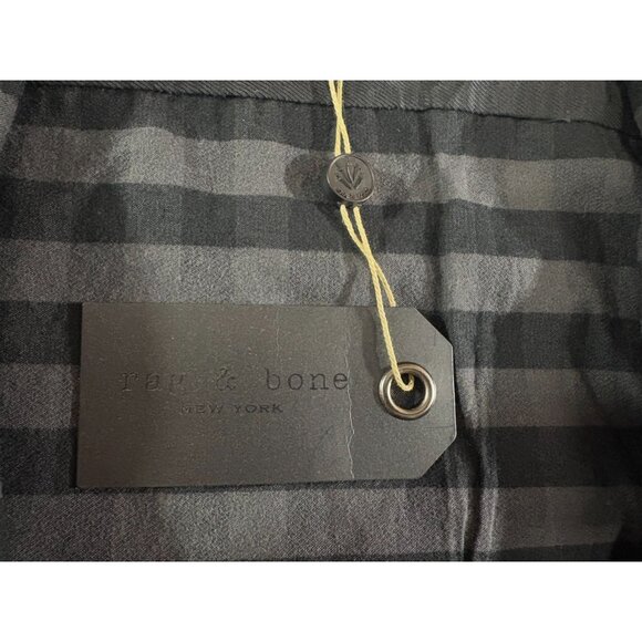 Rag & Bone slim fit plaid 3/4 placket shirt size M color asphalt NWT - Picture 3 of 9